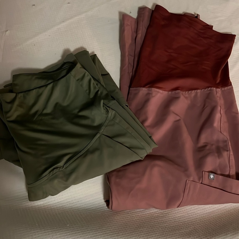 Two pair maternity scrub pants
